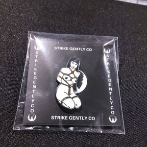 Bondage Pin Up Kink Black and White Enamel Pin By Strike Gently
